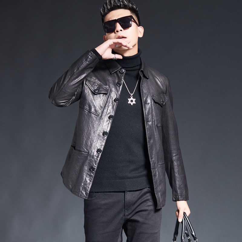 Description Picture 4 of item2023 Men Autumn Winter New Fashion Genuine Cowhide Coats Men's Natural Leather Jackets Male Real Leather Slim Outerwear F399