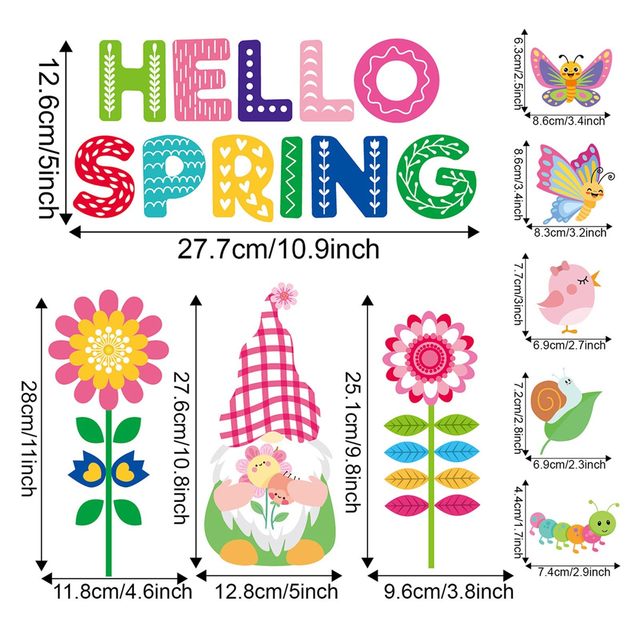 Tevxj Multicolor Easter Thick Gel Clings, Vinyl Window Decals For Kids