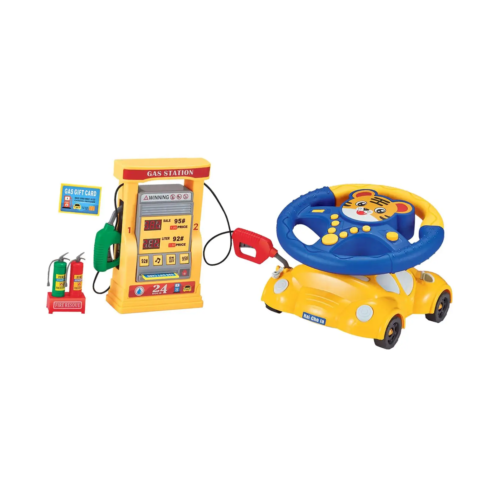 Simulation Gas Station Toy Pretend Play Hand Eye Coordination Steering Wheel Toy for Creative Gifts