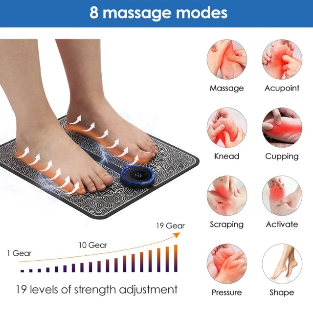 Ems Foot Massager Mat Electric Usb Charging Smart Display Tens Acupunc –  Carts Express