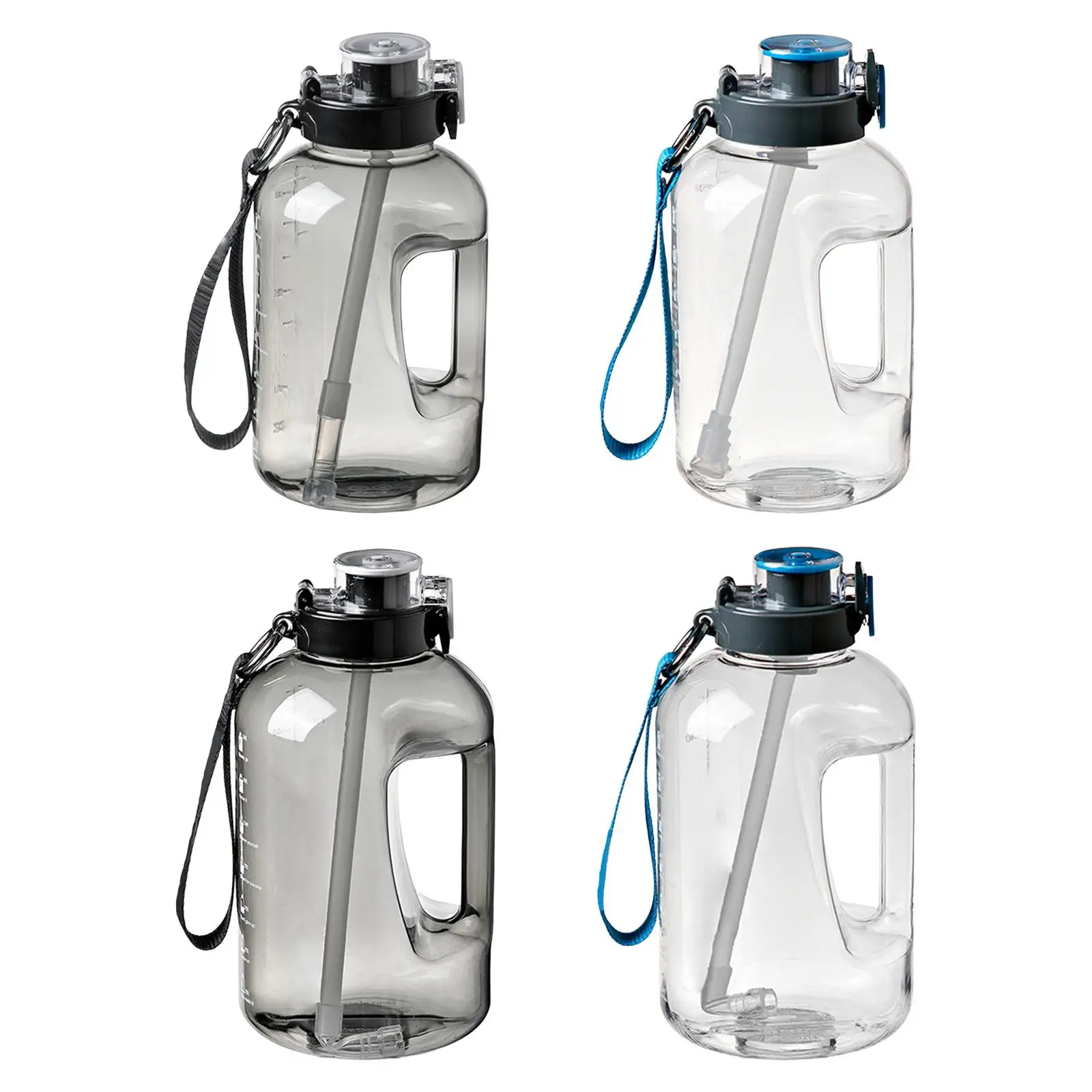 Reusable Water Bottle with Straw Lid Sports Water Jug Time Marker Drinking Motivational for Running Bicycle Camping Bike Fitness
