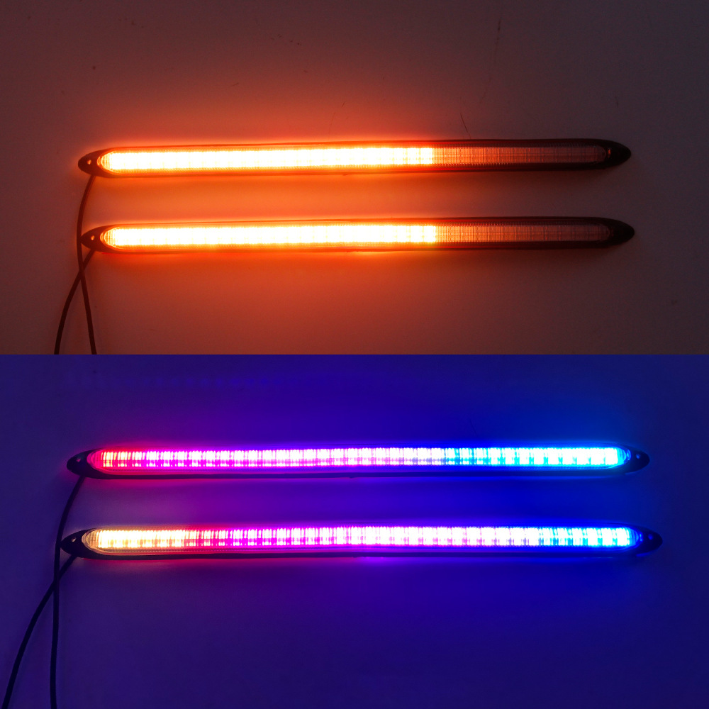2Pcs/set Universal Car DRL LED Daytime Running Lights Waterproof Headlight Strip White/RGB Sequential Flow Turn Signal Light