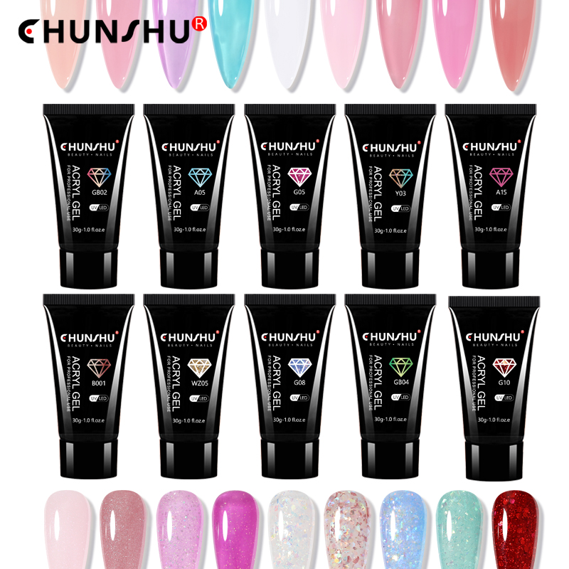 Best of CHUNSHU Poly Acryl Gel Nail Polish 30G Semi Permanent Crystal Builder Extension Gel For Nails 46 Colors Enhancer Jelly Hard Gel Reviews & Tips