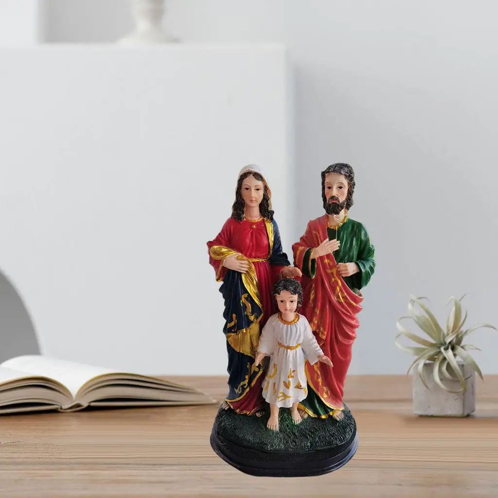 Holy Family Figurine Saint Joseph Virgin Mary Sculpture Nativity Figure for Holiday