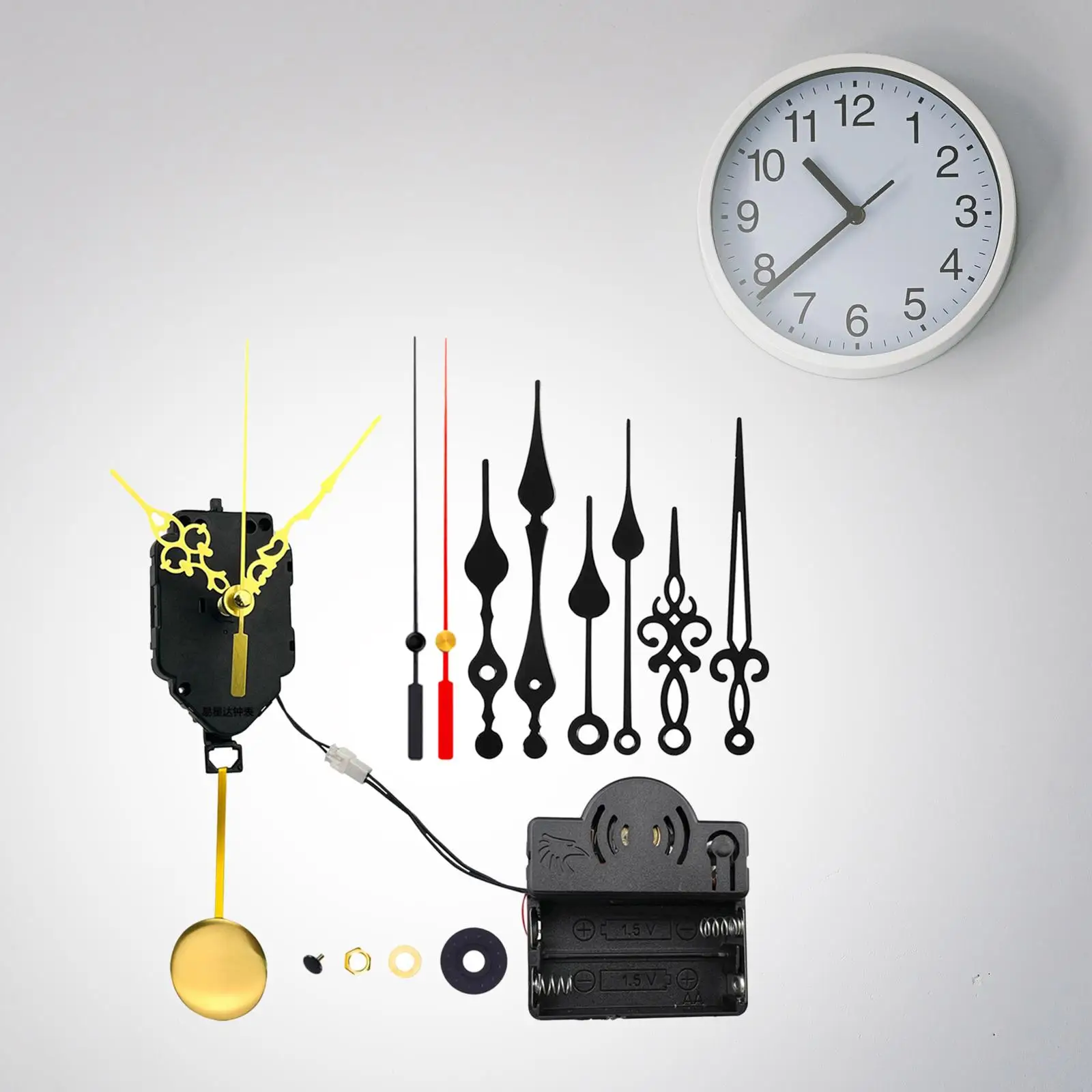 Replacement Clock Movement Mechanism Straight Clock Hands 6/25 in Max Dial Thickness DIY Repair Parts DIY Wall Clock Accessories