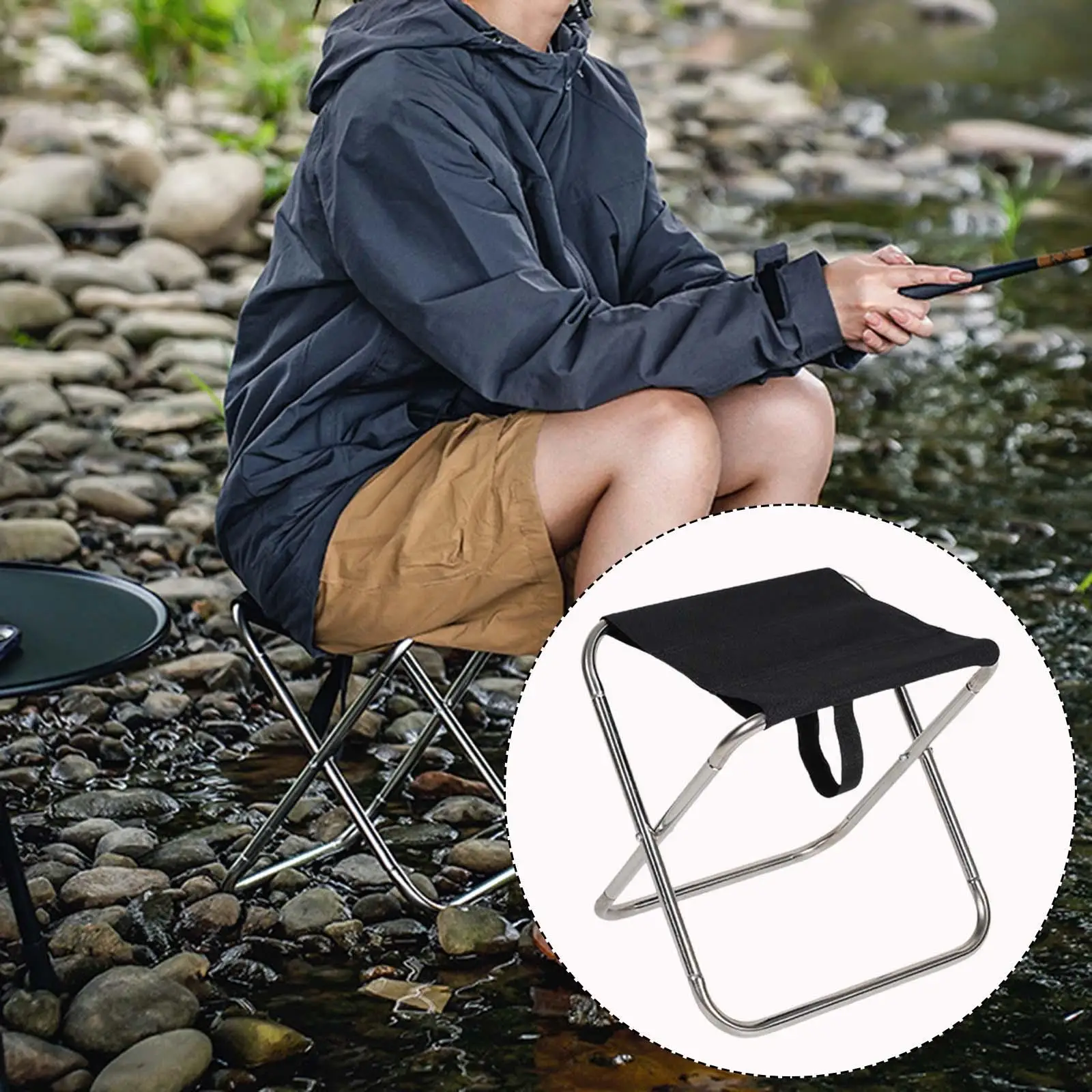 Camping Stool Folding Adults Fishing Seat Outdoor Picnic Chair Mini Portable for Backyard Concert Barbecue Party Fishing 