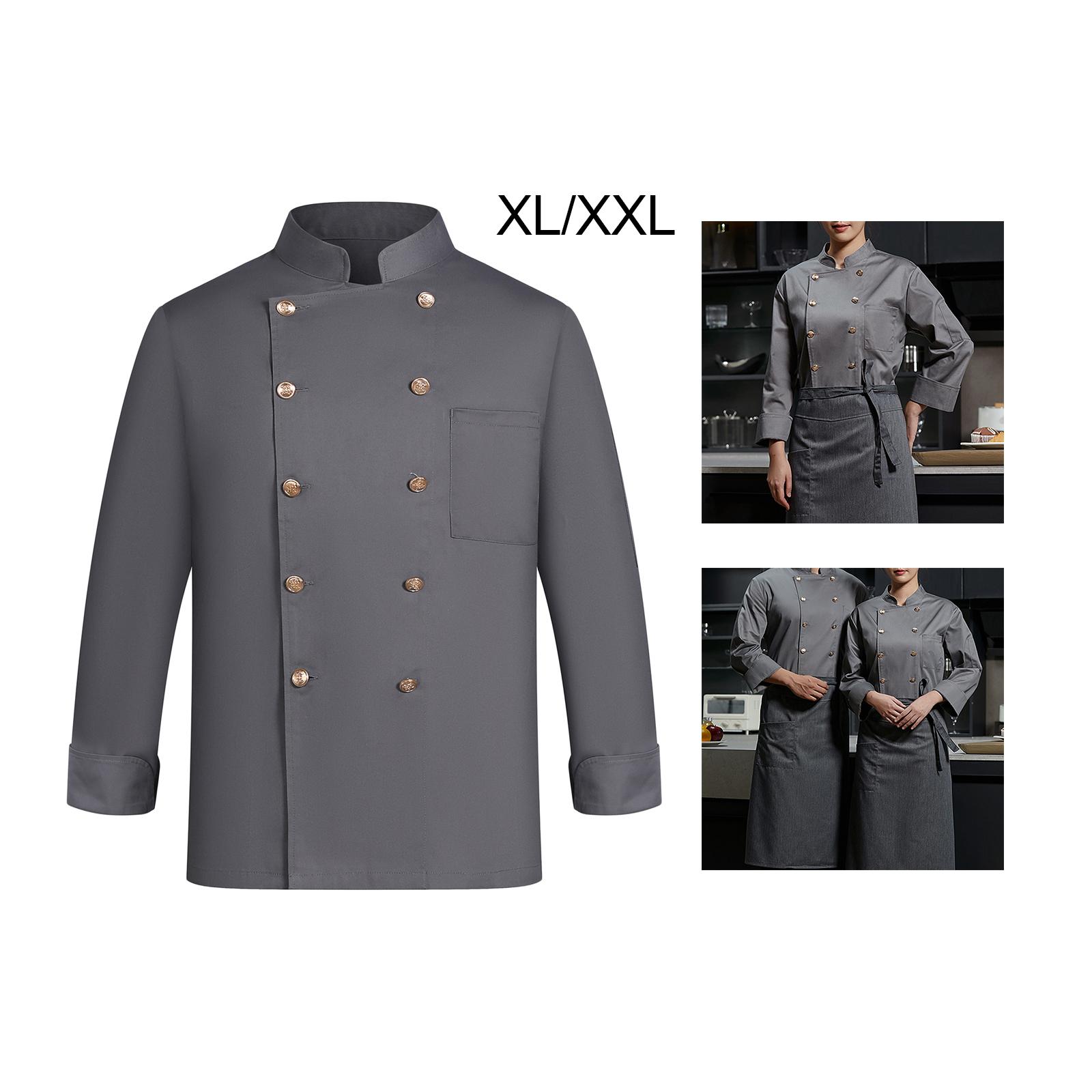 Chef Jacket Overalls Clothes Soft Waiter Chef Coat for Kitchen