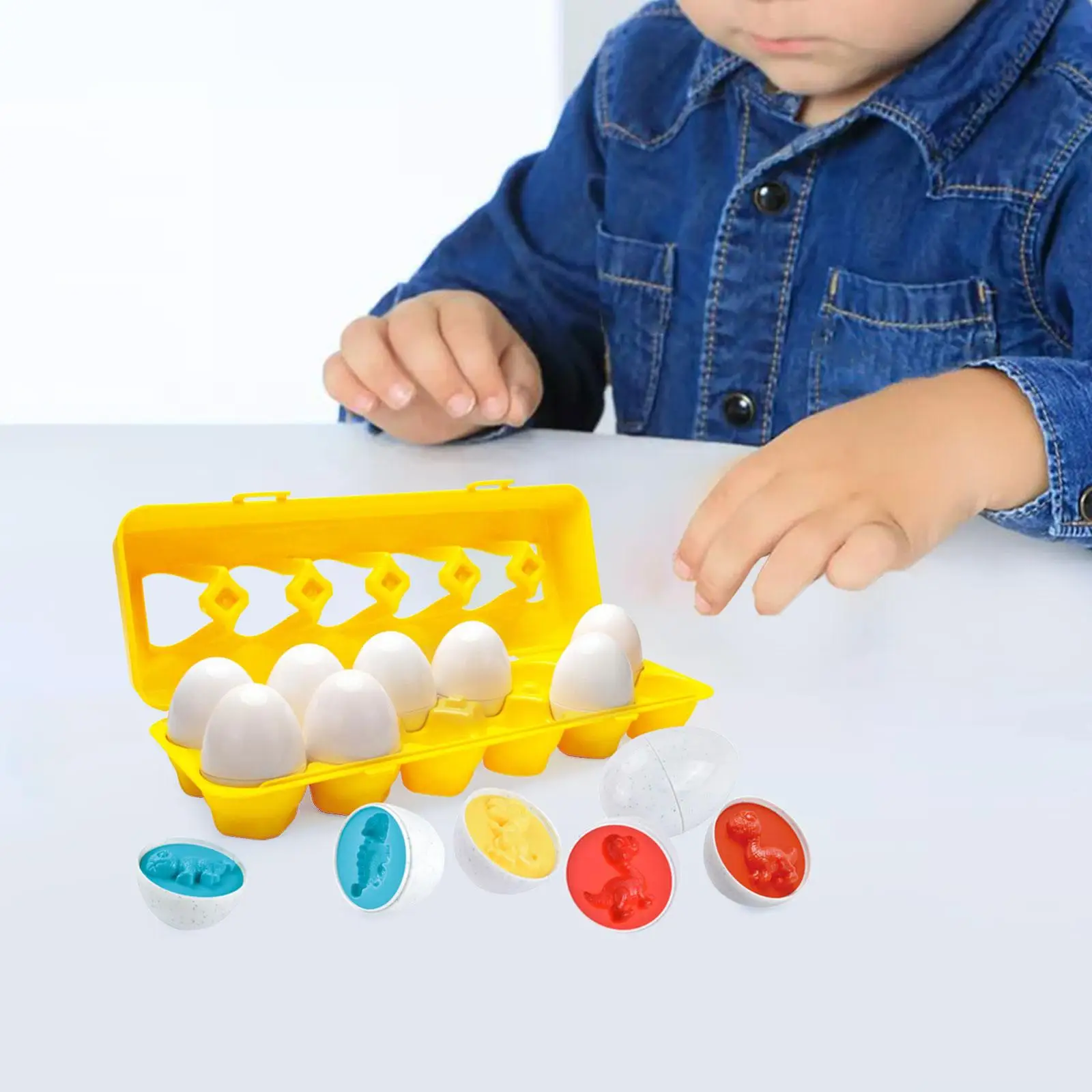 12x Matching and Sorting Egg Color and Shape Toy Matching Puzzle Eggs for Easter Basket Gift Kindergarten 3 4 5 6 Years Old