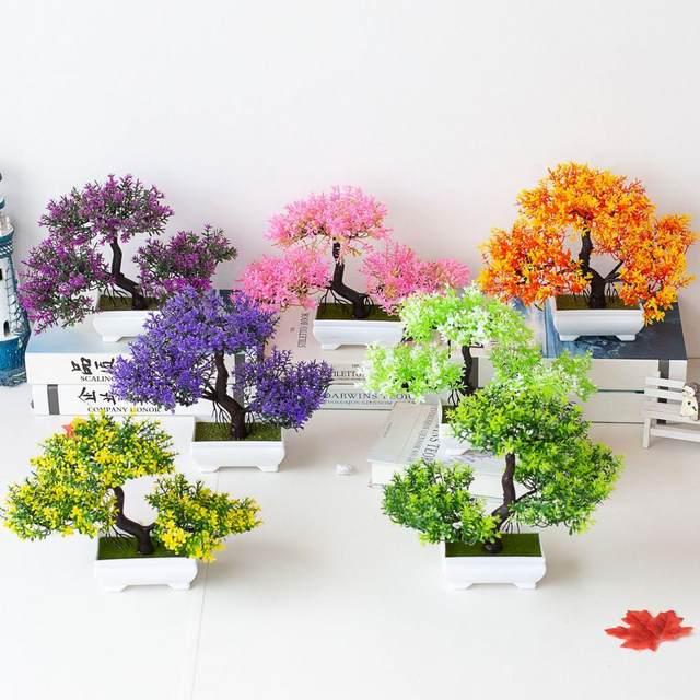 6 Mini Plantes Artificielles En Pot - Décoration Maison & Bureau | Fausses Fleurs Roses Realistes