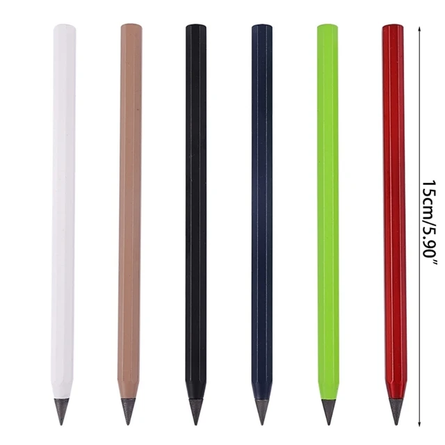 Outus 4 Pieces Metal Inkless Pen Everlasting Pencil Infinite Write Pen with  Eraser Aluminium Pencil Metallic No Ink Signing Pen Kids Adults Office