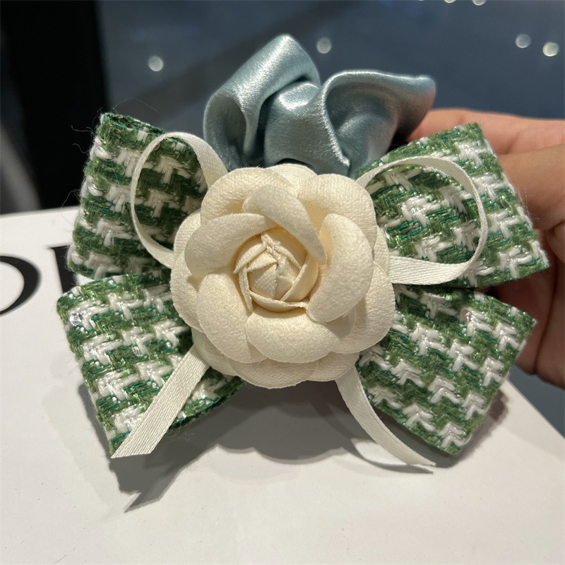 Koreanische Bowknot Blume Hahnen tritt Haar gummis Kopfschmuck einfache Kopfs eil Mädchen niedlichen Lederband Ring Cilps Mädchen Accessoires – Detail 12