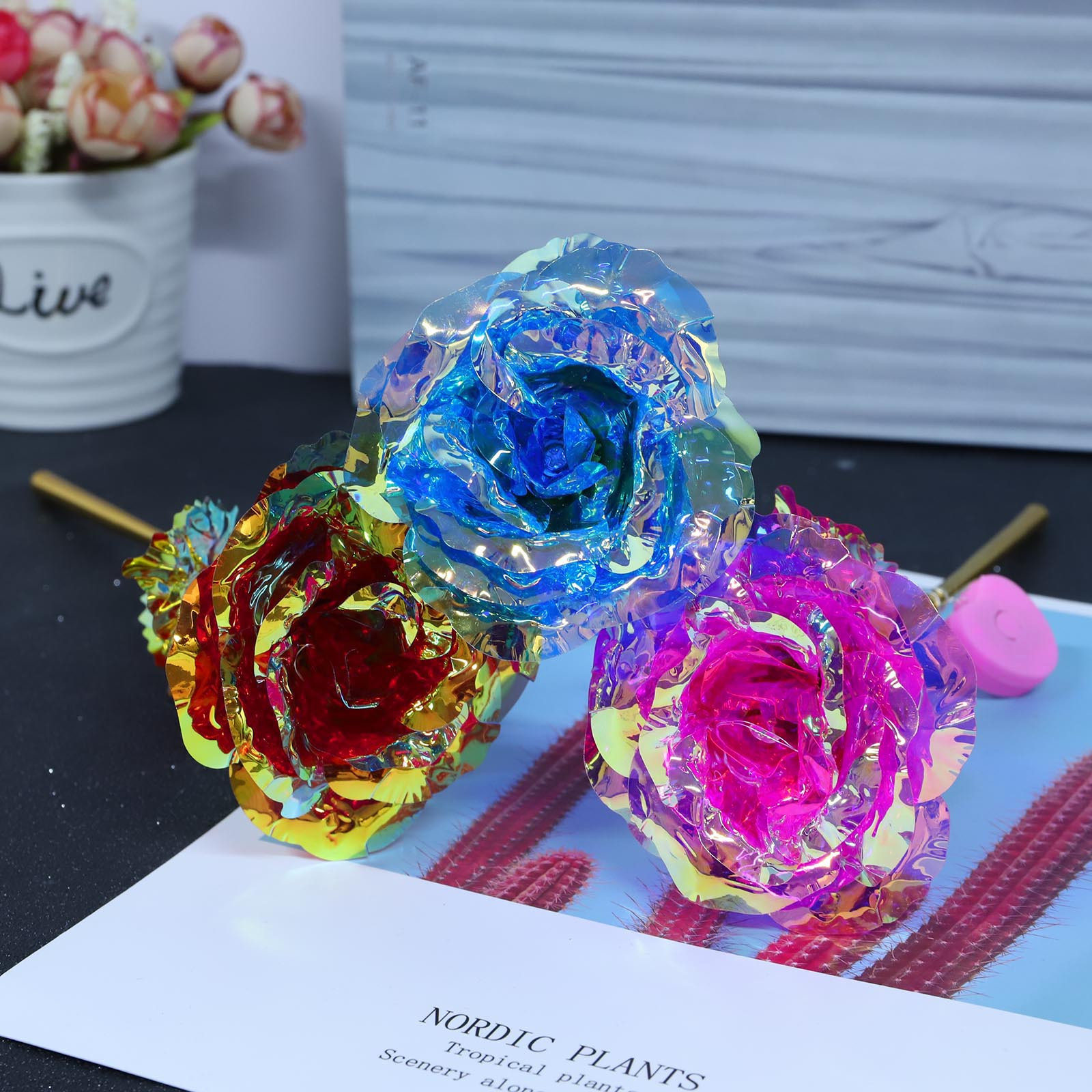 Colorful Luminous Rose  Artificial LED Light Home Decor Decoration – pocoro