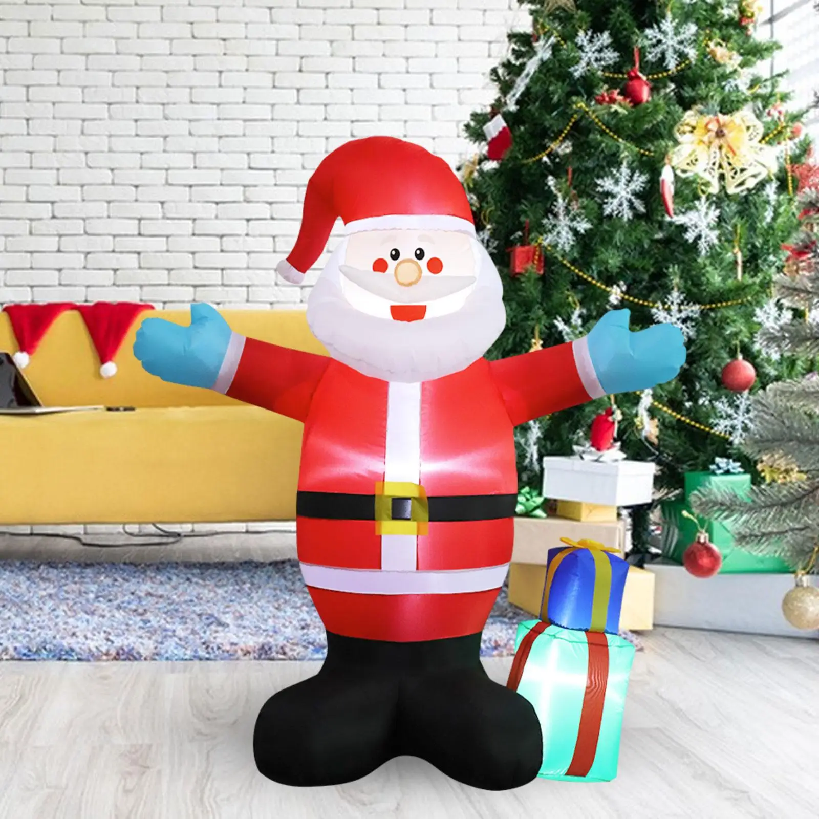 Christmas Inflatable Santa Luminous 4.9ft Tall Props Novelty with LED Lights Xmas Decoration for Garden Yard Outdoor Decor