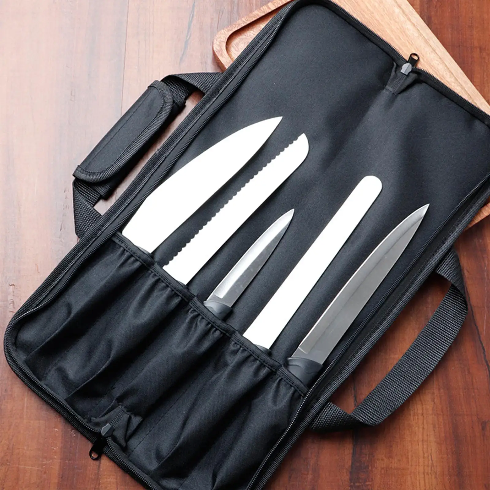 Portable Chef Knife Bag 5 Knife Slots Knife Case Carry Case Bag Knife Tool Bag Chef Knife Case for BBQ Picnic Home Travel
