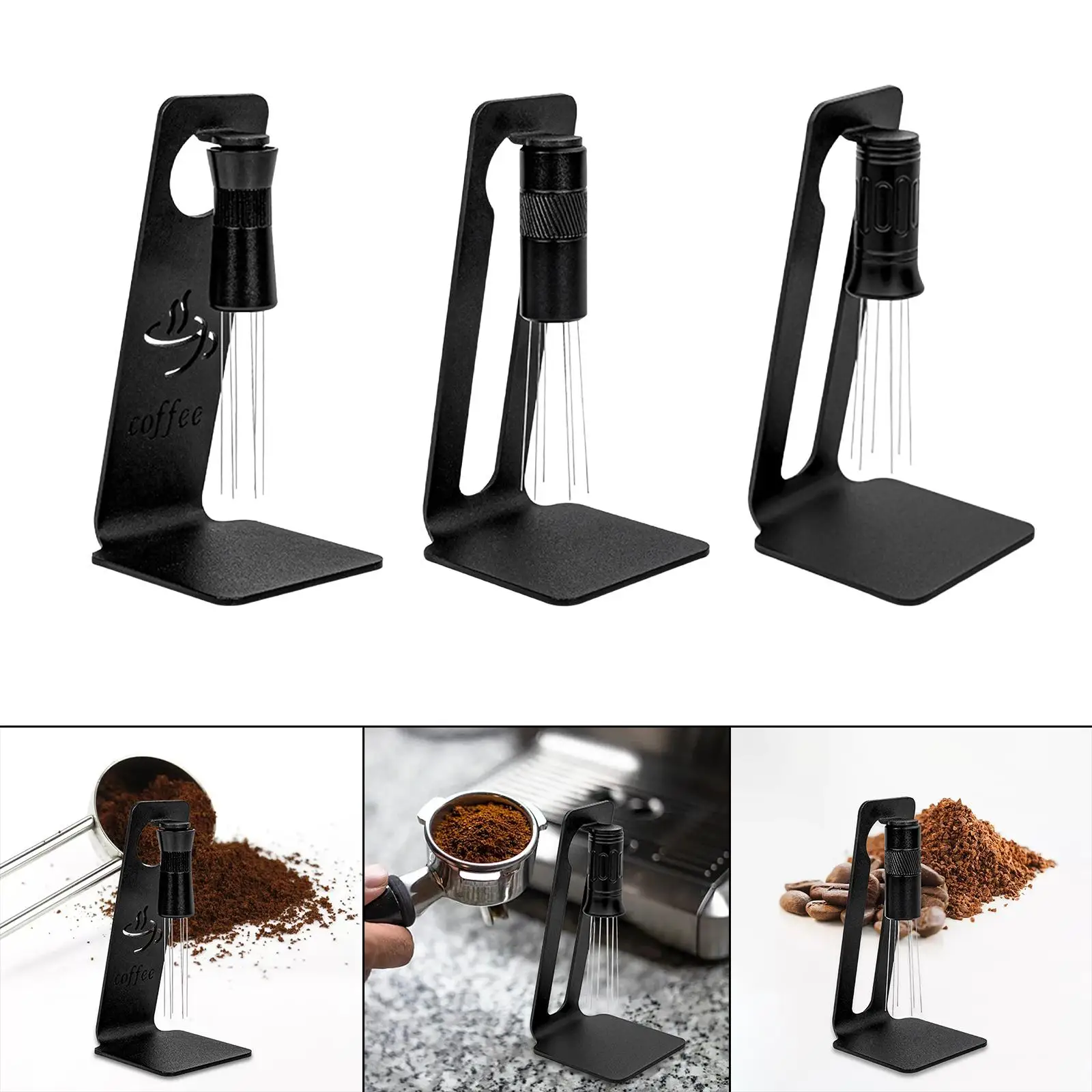 Espresso Needle Distributor with Stand Hand Tamper Professional Coffee Tamper Distributor Coffee Stirrer Espresso Accessories