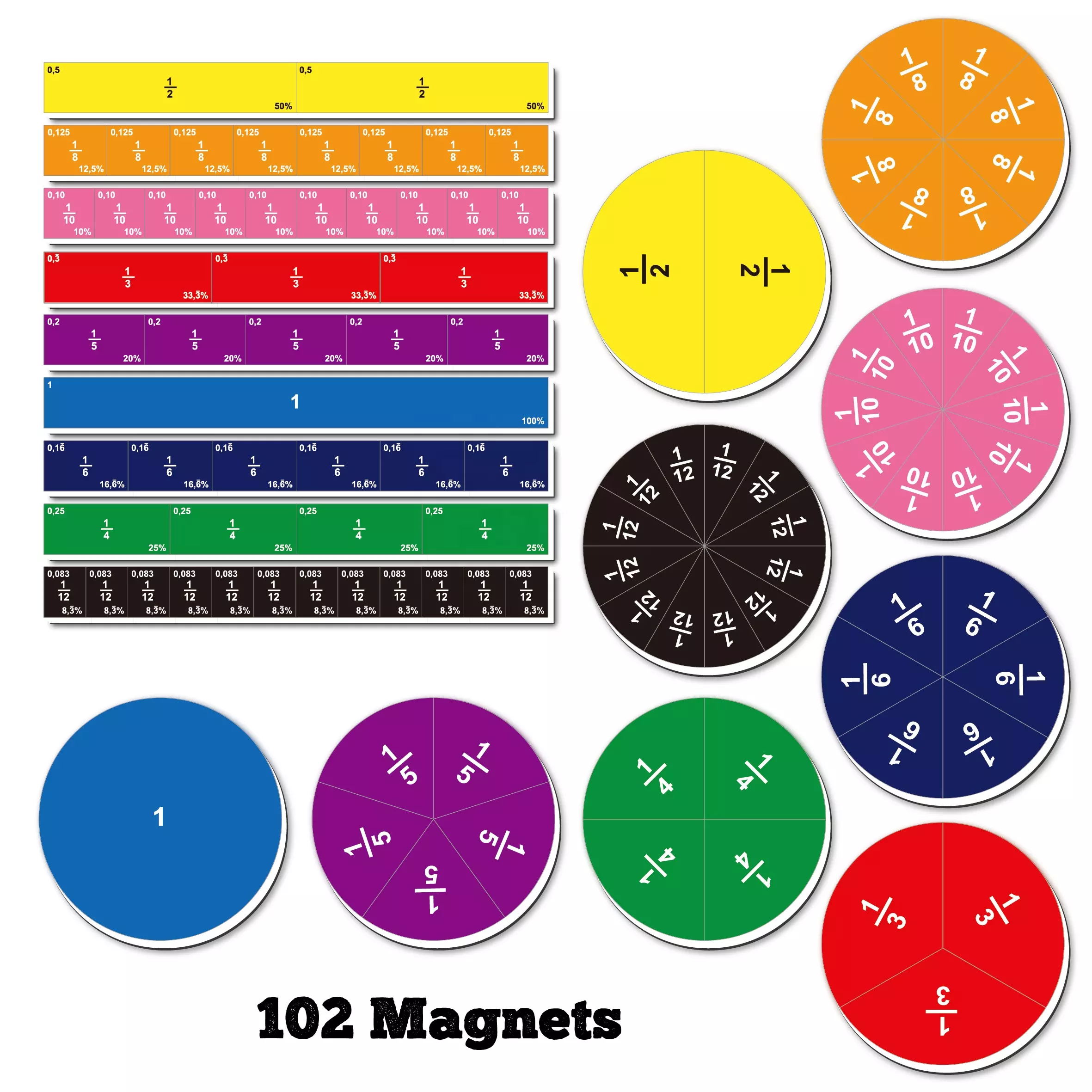 102 Pcs Magnetic Fraction Tiles & Circles Fraction Set - Montessori Math  Toys for classroom homeschool math teaching aids | AliExpress