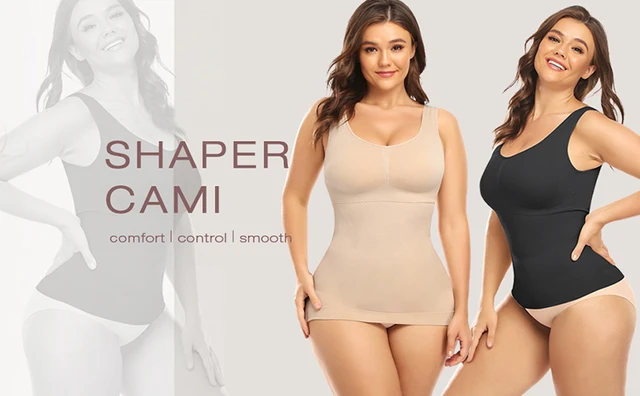 Plus Size Women Shaper Cami With Built In Bra Shapewear Tank Top Tummy  Control Camisole Female Slimming Compression Undershirt - Shapers -  AliExpress