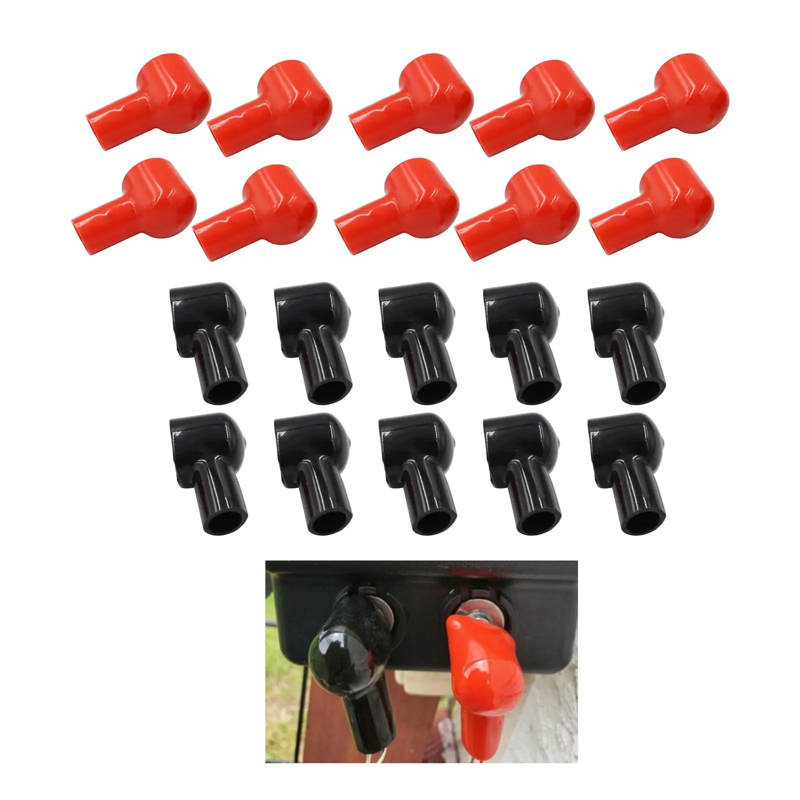 20 Pieces Red and Black Battery Terminal Cover, Flexible  Insulating Cover for Boat Automotive Vehicle Commercial Accessories