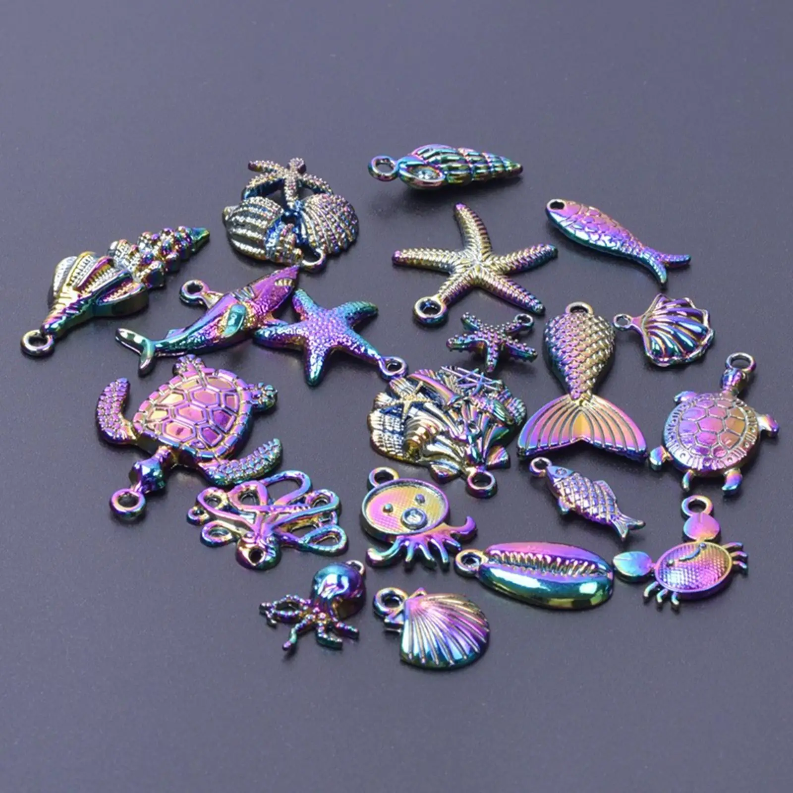 20x Ocean Charms Pendants Ornaments Fish Starfish Shell Mixed DIY Pendants for DIY Jewelry Making Bracelet Decoration Earrings