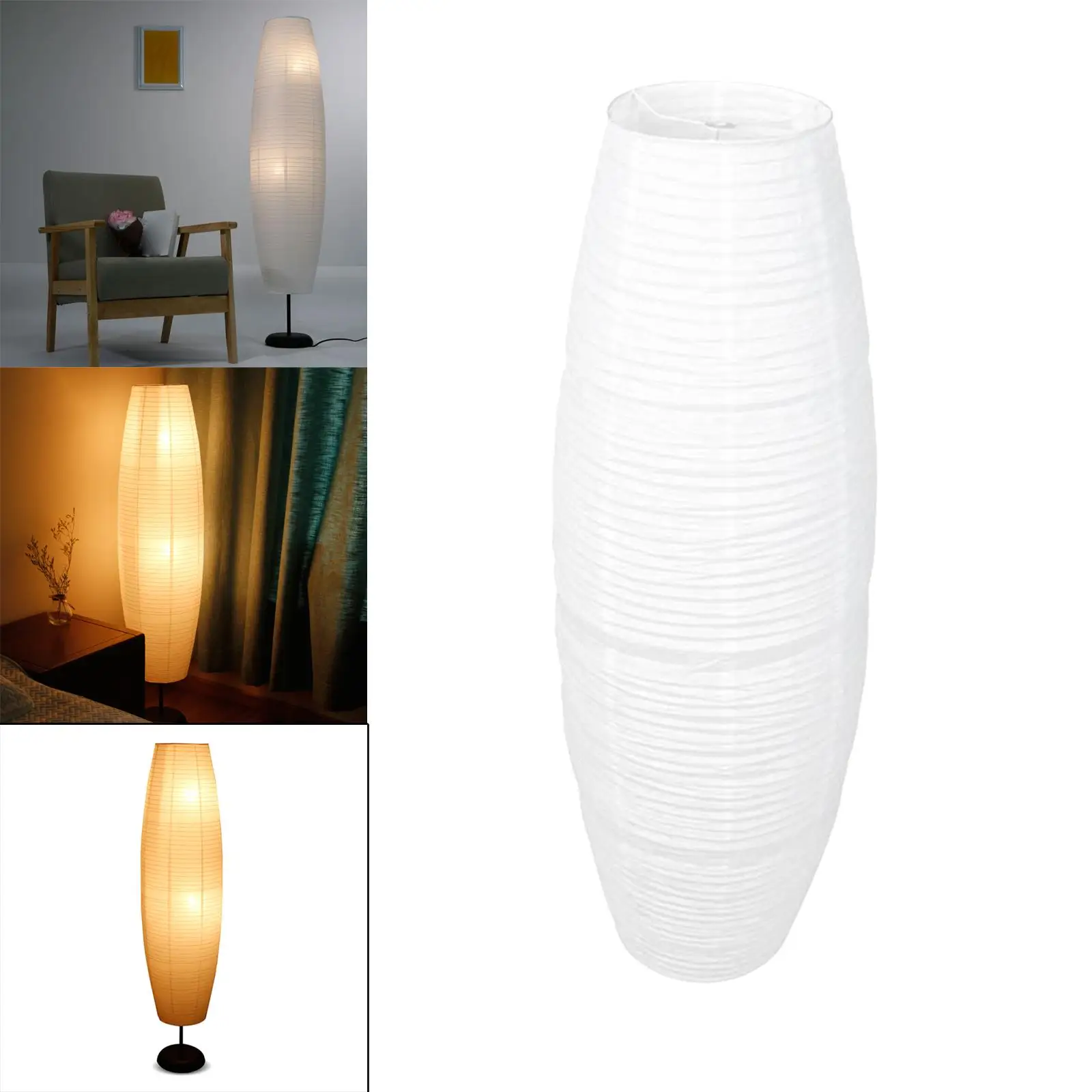 Paper Floor Lamp Shade Japanese Style Standing Lamps 100x32cm for Home Hotel