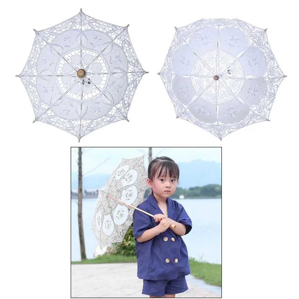 Bridal Wedding Parasol Umbrella Hollow Lace Romantic Decorative Costume Props