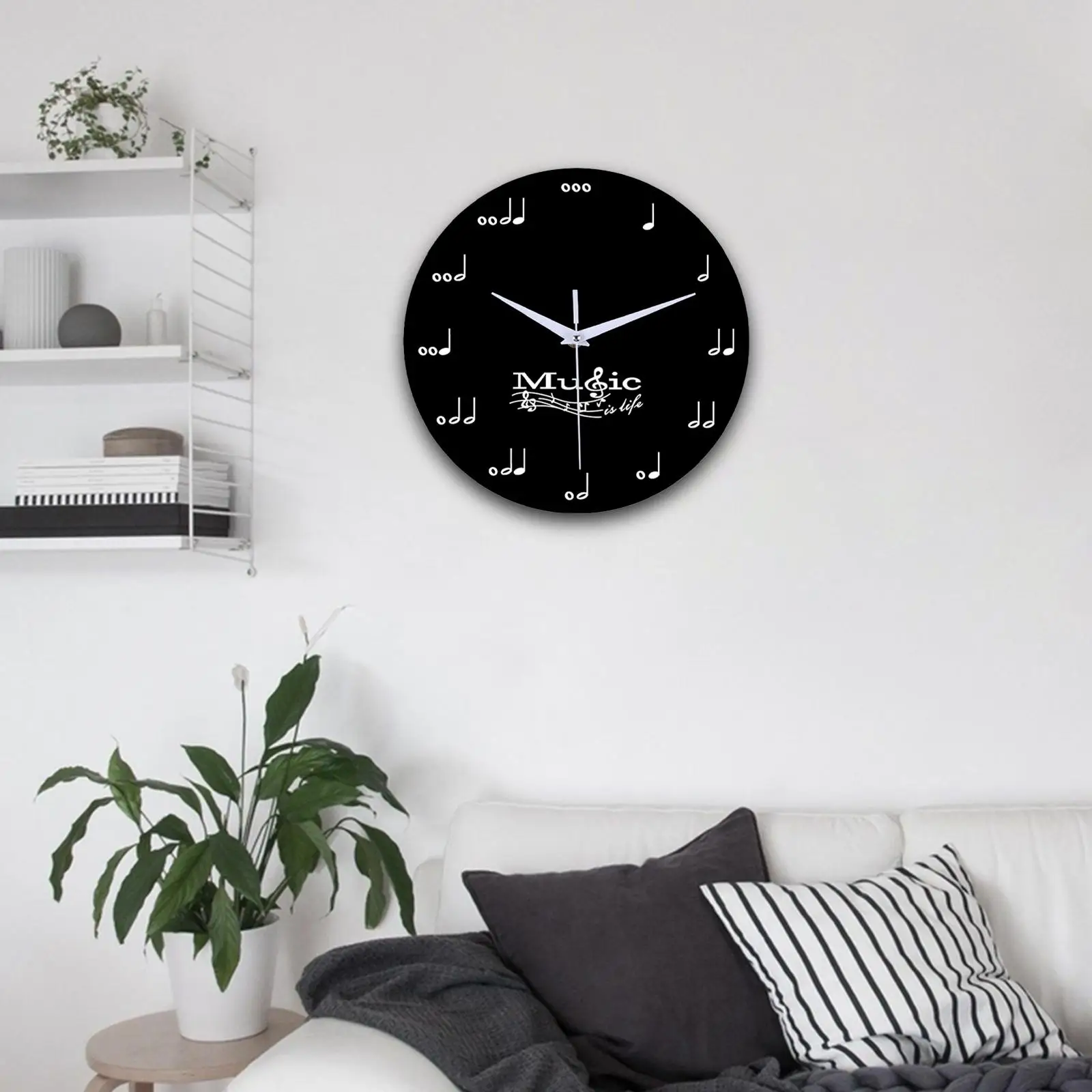 Wall Clock, Low Noise Circular Hanging Decorative Creative Modern Musical Clocks for Dining Room Home Bar Gift Cafe