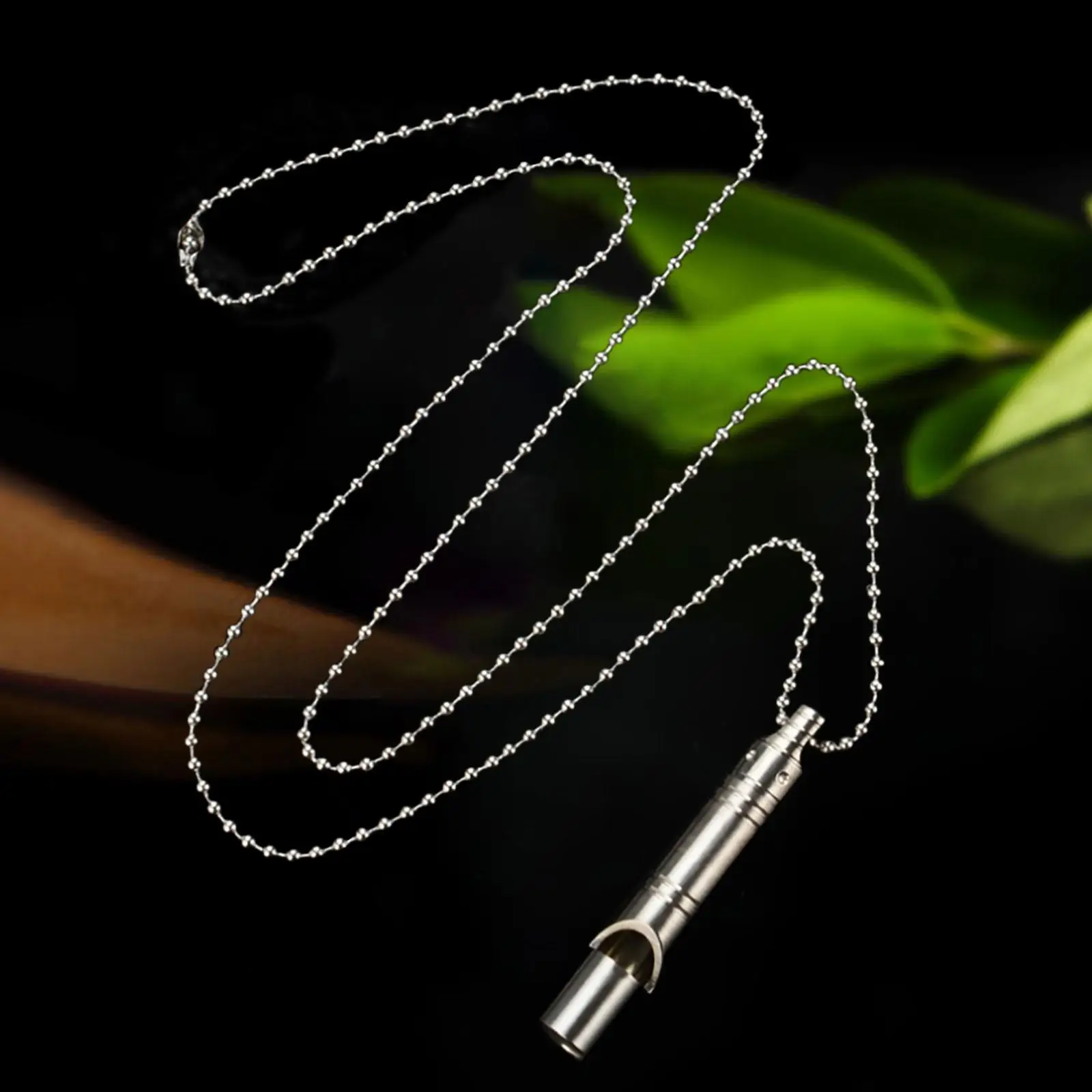 Camping Survival Whistles Necklace Stainless Steel Chain Outdoor Necklace