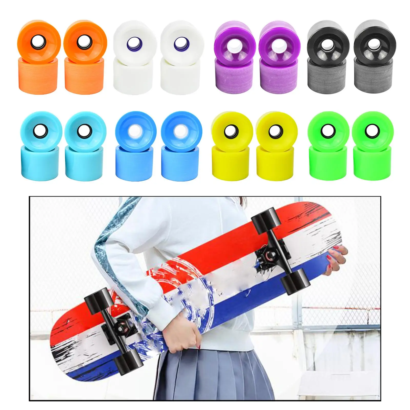  Skateboard Wheels, PU  Long Board Wheel High Strength Wheels Skateboard Maintenance Roller Outer Case 78A Hardness