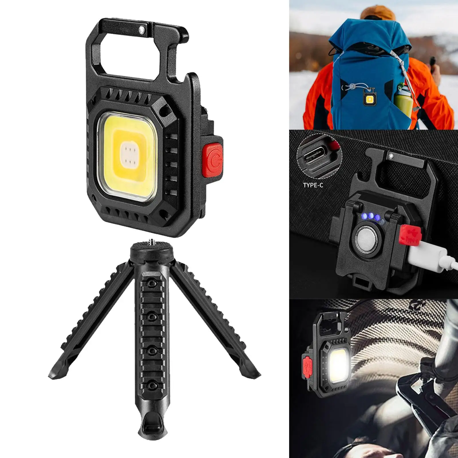 Portable LED Flashlight USB Rechargeable 3 Lighting Modes Adjustable Clips  00 Lumens for repair Outdoor Camping Walking