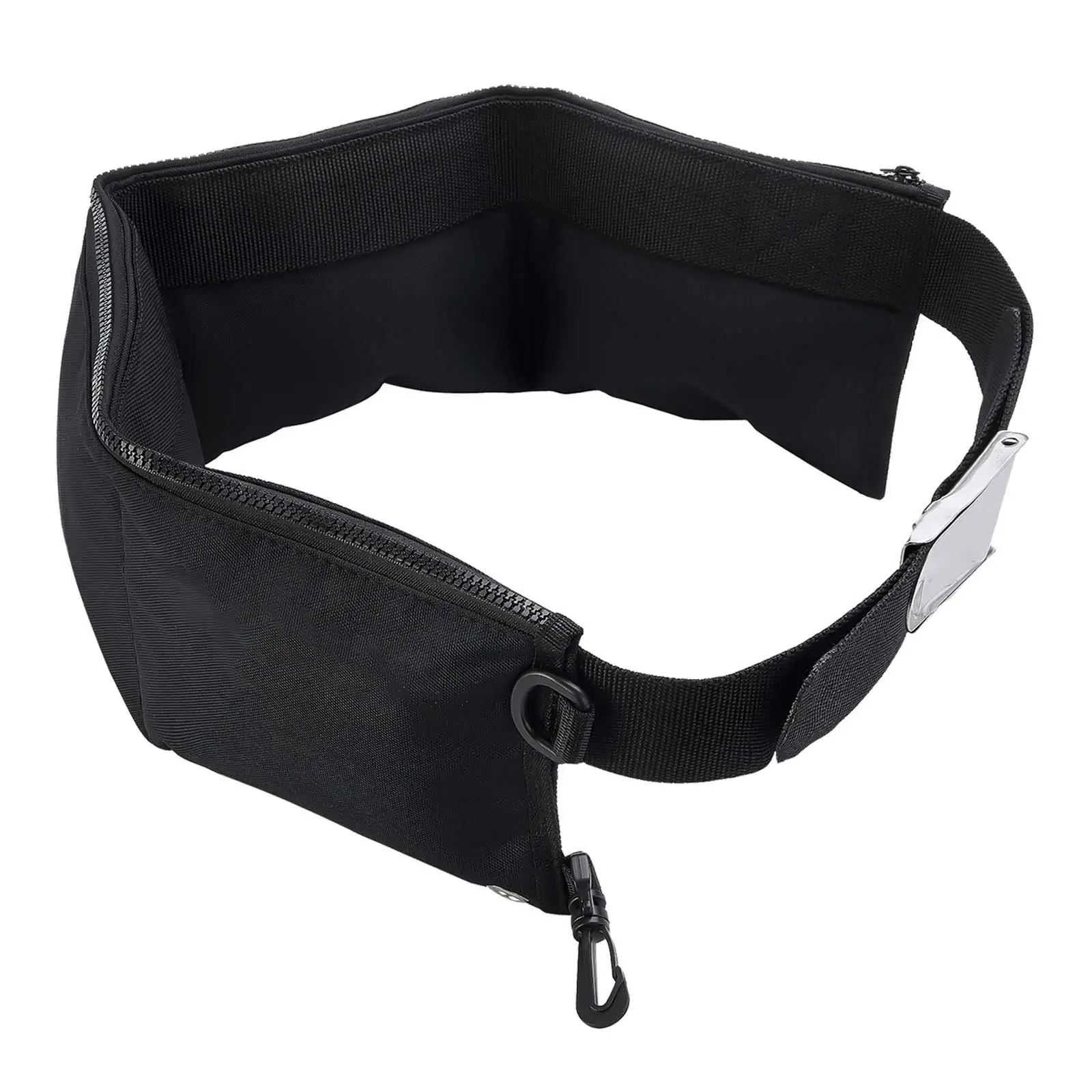 Snorkeling Webbing Weight Pouch Belt Dive Weight Belt Heavy Duty Self Draining Pockets Black Quick Release Buckle with 4 Pocket