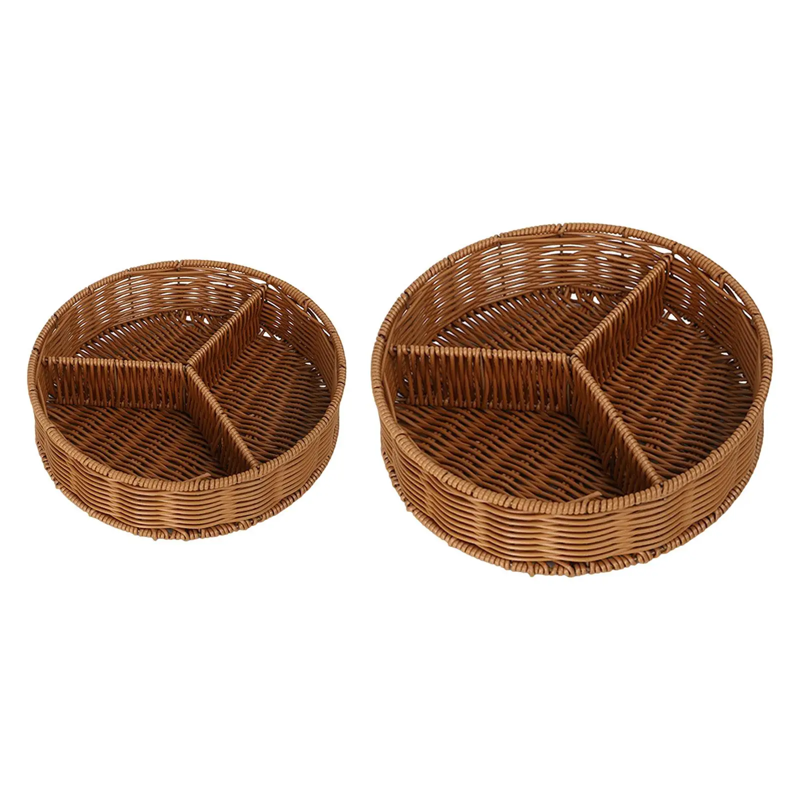 Imitation Rattan Bread Basket Organizer Fruit Plate Trays Handmade Wicker Storage Baskets for Breakfast Fruits