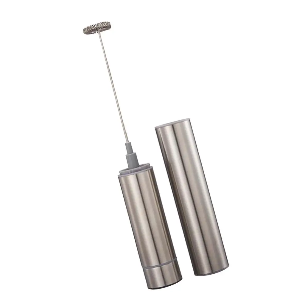 Electric Stainless Milk Frother with Single Spring Whisk Head & 