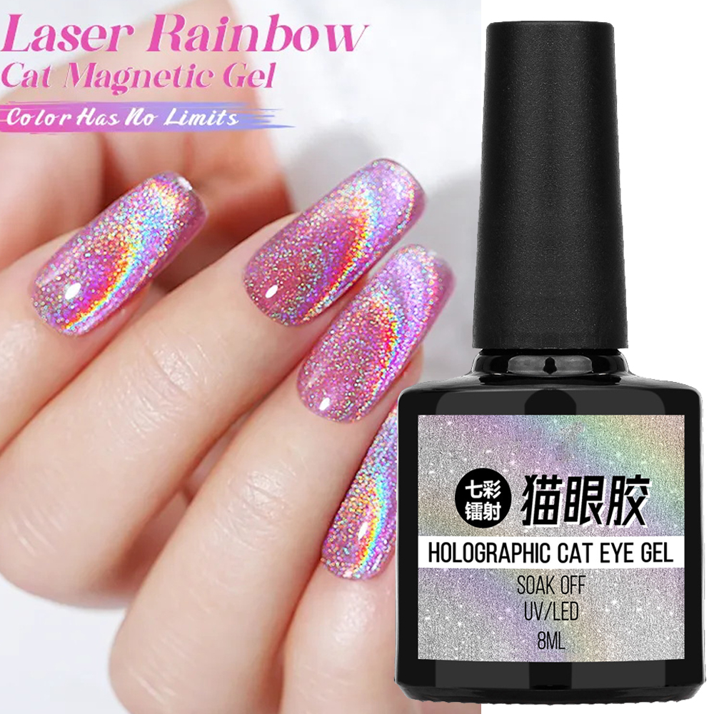 Best of 8ml Laser Rainbow Cat Eye Nail Gel Polish Semi Permanent Dynamic Reflective Rainbow Gel 3D Colorful Cat Eyes Magnet Shining Gel* Reviews & Tips