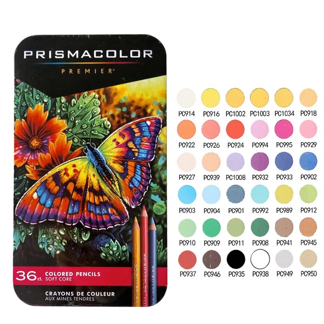 Prismacolor Premier Colored Pencils 12 Assorted Colors Tin Box Big Soft Core  PC935 PC938 PC945 PC946 PC932 PC933 pc903 PC909 - AliExpress