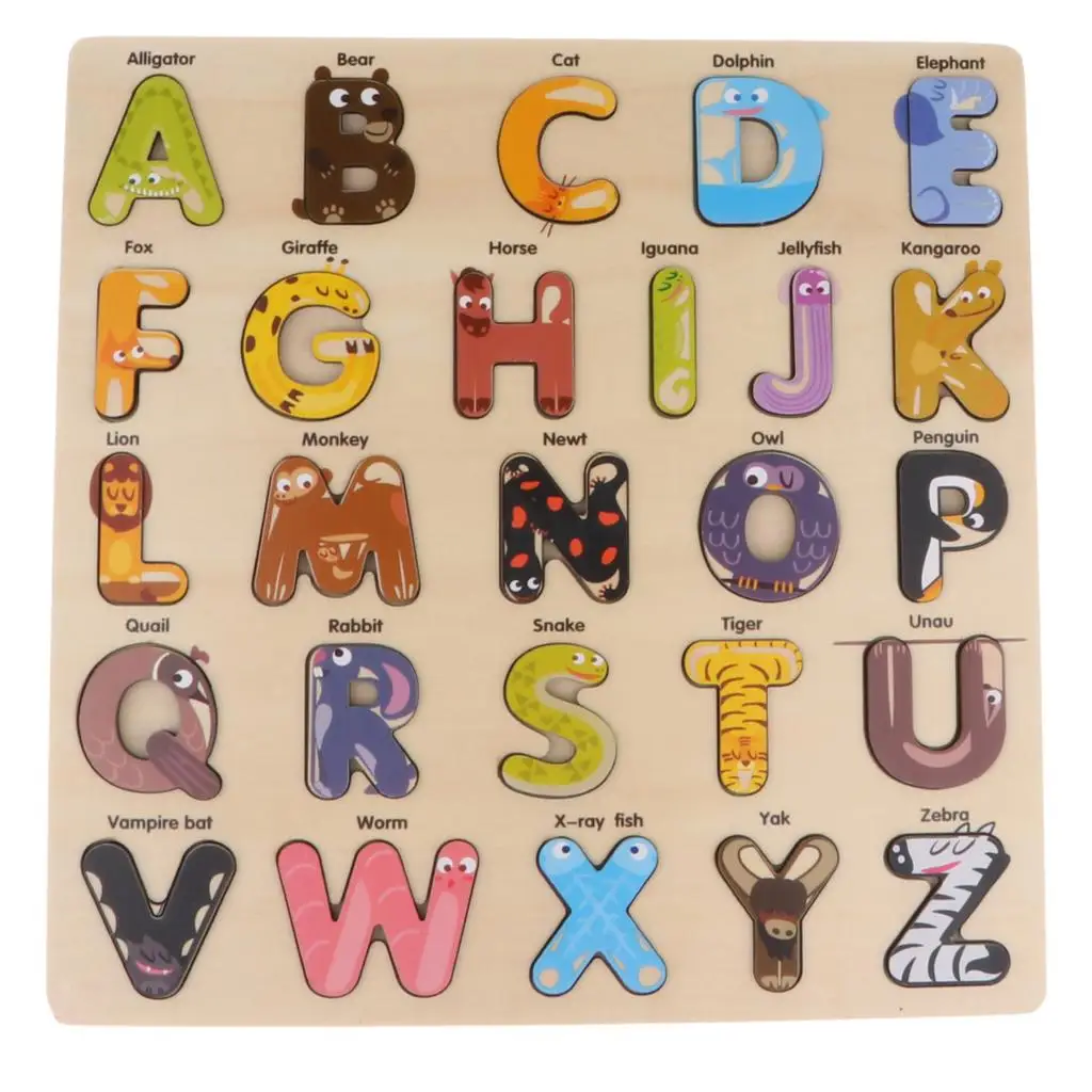 Wooden Alphabet Jigsaw puzzle playing Matching Toy Letter  Puzzles