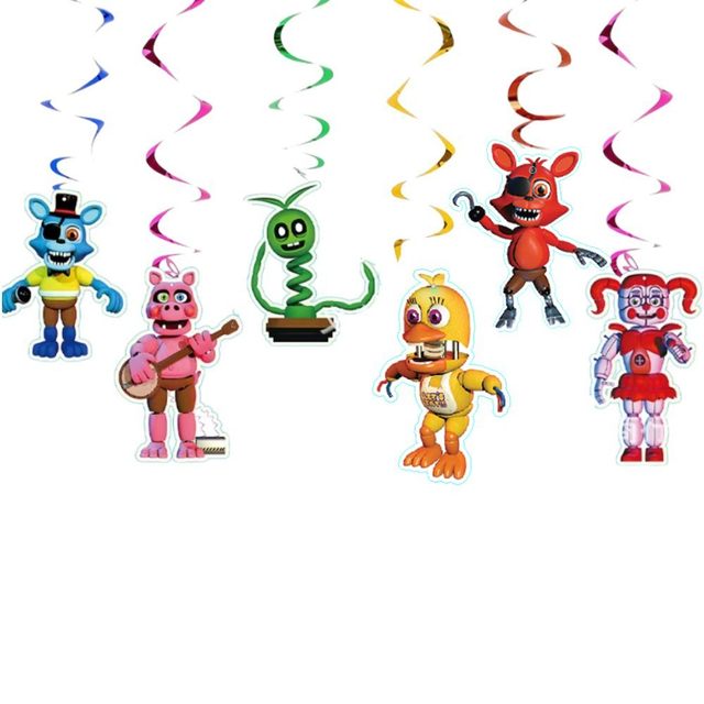 6pcs Five Nights at Freddys Cake Topper Set, FNAF Brazil