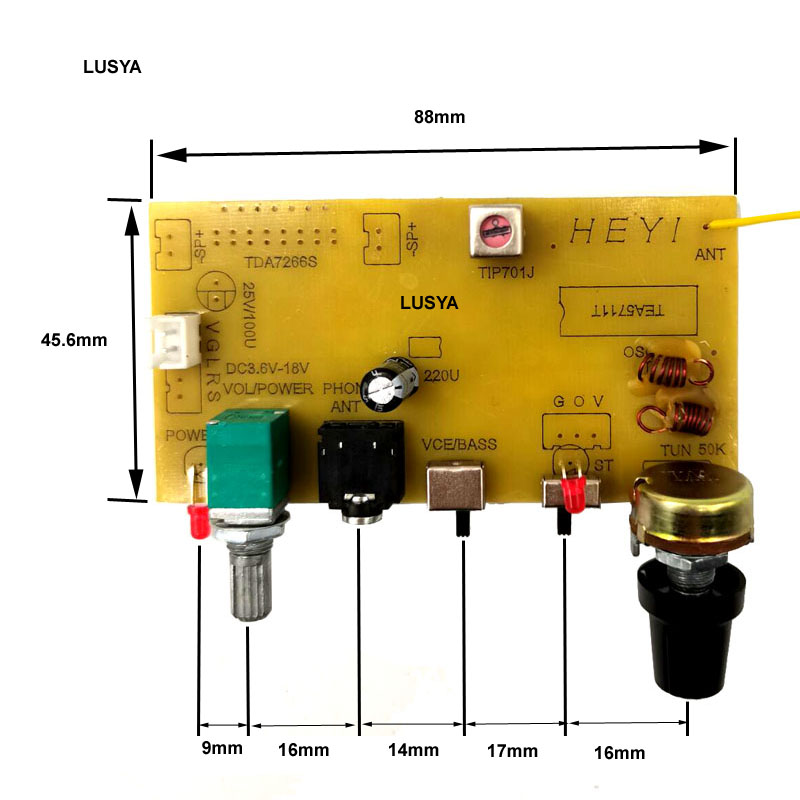 Lusya-Stereo FM Radio Board, Modulação Frequência Digital, Serial Port, DIY, TEA5711