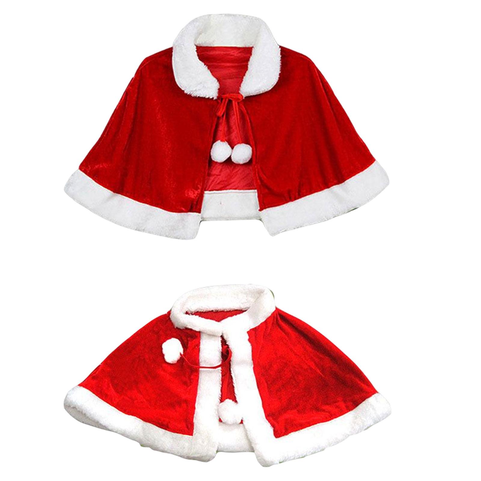 Red Velvet Cape Shawl Women Girls Dress up Christmas Costume Cloak for Party Xmas Carnival Festival Stage Performance