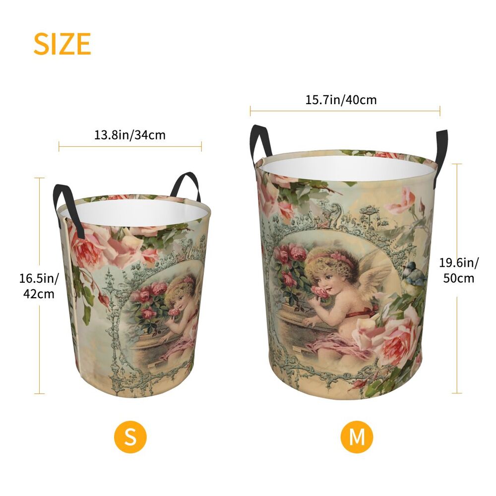 Description Picture 6 of itemCustom Victorian Angel Vintage Rose Laundry Basket Collapsible Clothing Hamper Toys Organizer Storage Bins