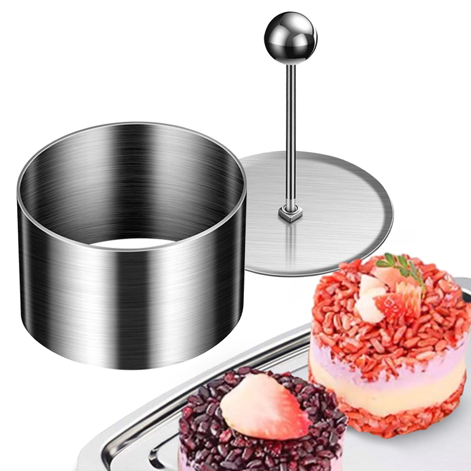 Stainless Steel Food Ring Cupcake Decorating Tools DIY Baking Tools with Pusher for Muffins Souffle Tiramisu Dessert Brownies