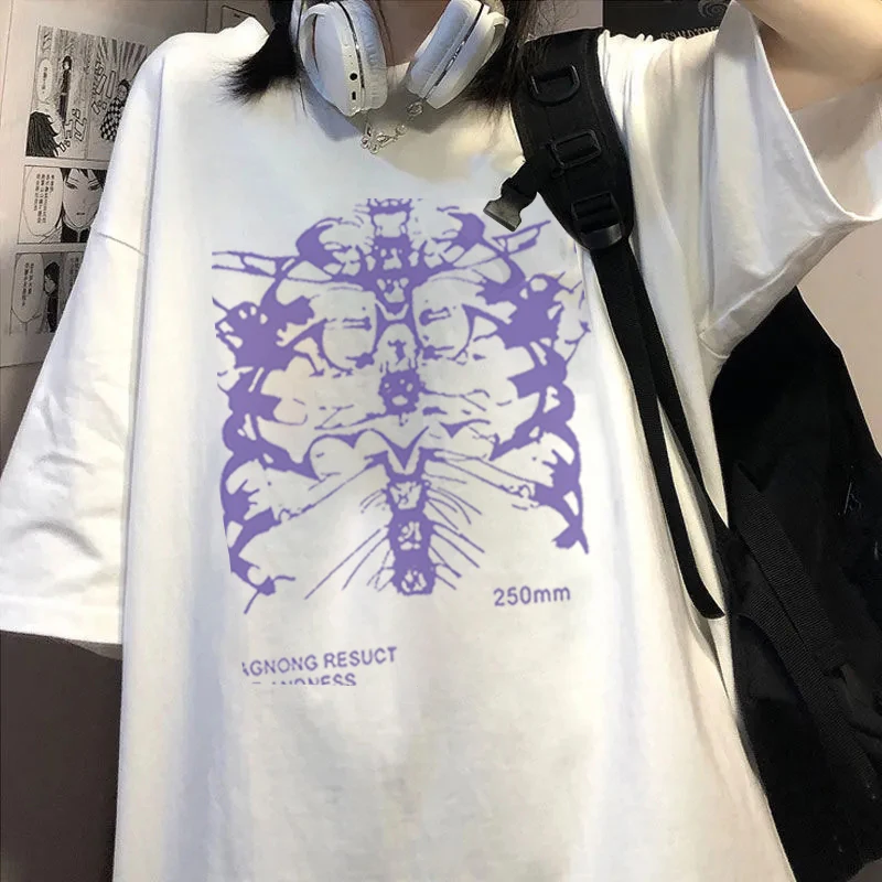 Y2k Harajuku Skeleton Print T-shirts for Oversized Hip Hop Streetwear Women T Shirt Summer Black Goth Clothes Short Sleeve Tees