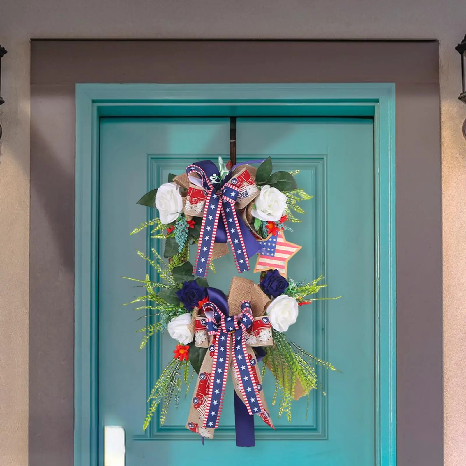 Independence Day Wreath Large Memorial Day Wreath Decorative 4TH of July Wreath for Office Porch Front Door Home Decoration