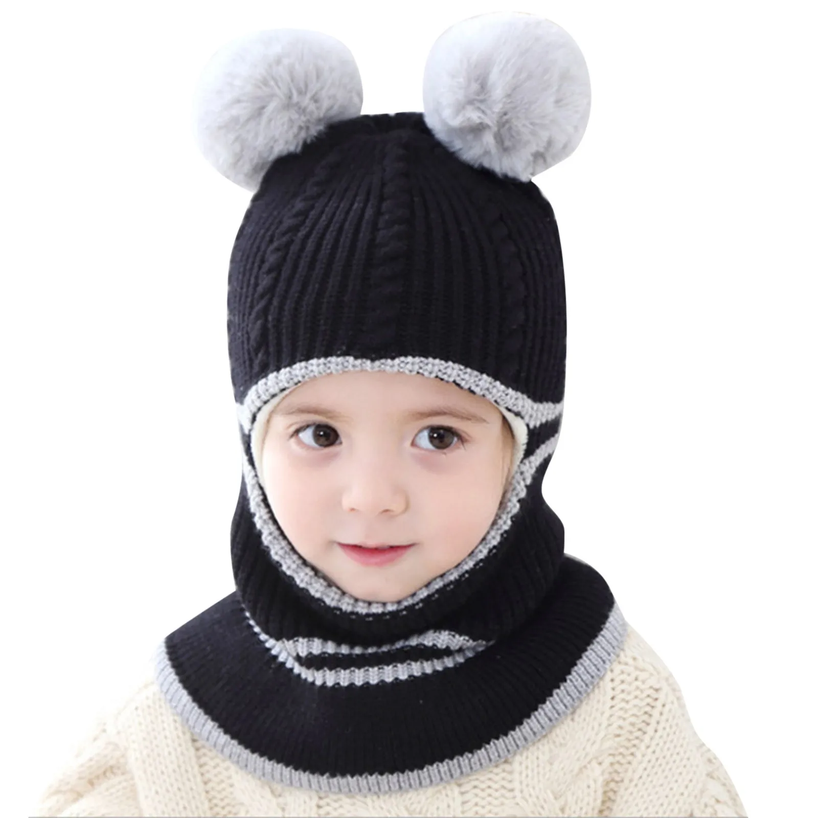 baby accessories clipart Windproof Warm Ski Cycling Knitted Caps Balaclavas Thermal Mask Thick Hat Face Children's Hat Kids Hat baby glasses