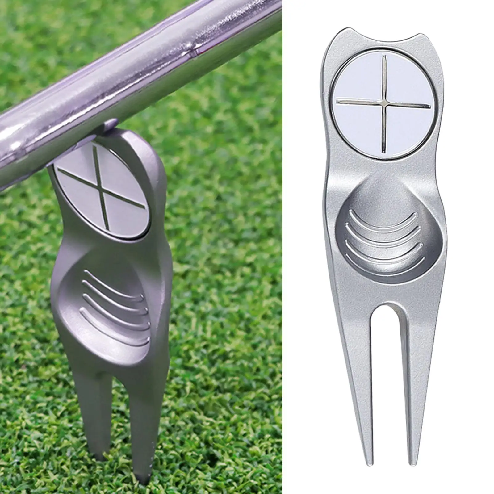 GolfTool and Ball Marker in Blue and White, Zinc Alloy Lightweight Putting Tool