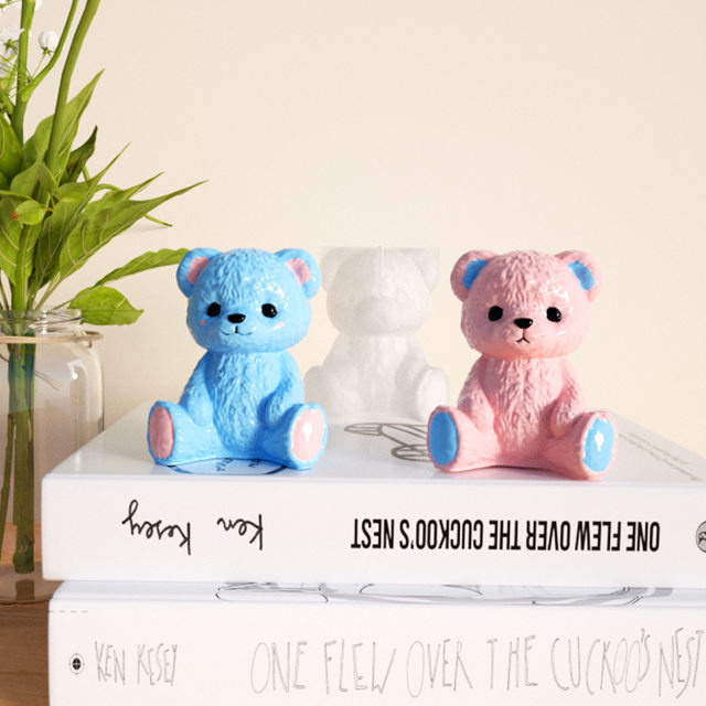 Sit Smiling Teddy Bear Silicone Candle Mold 3D Animal Soap Resin Plaster  Mould Ice Cube Chocolate Making Tool Home Decor Gifts