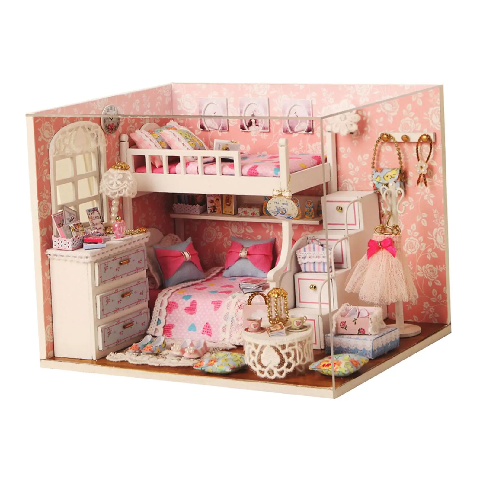 3D Wooden Miniature Dollhouse Kits Perfect Gift Handmade Creative Bedroom