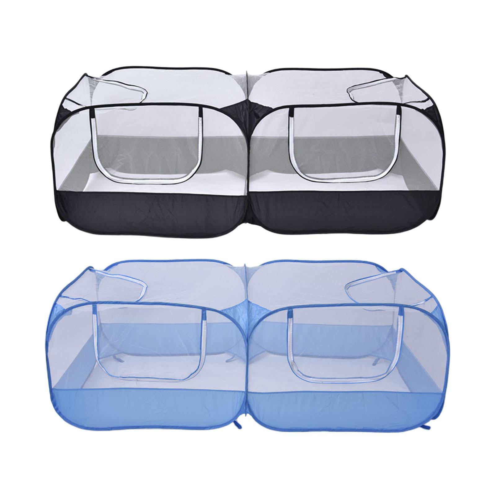 Small Animal Playpen W/ 4 Zipper Doors Pet Cage Tent for Cat Hamster Chicken Dog