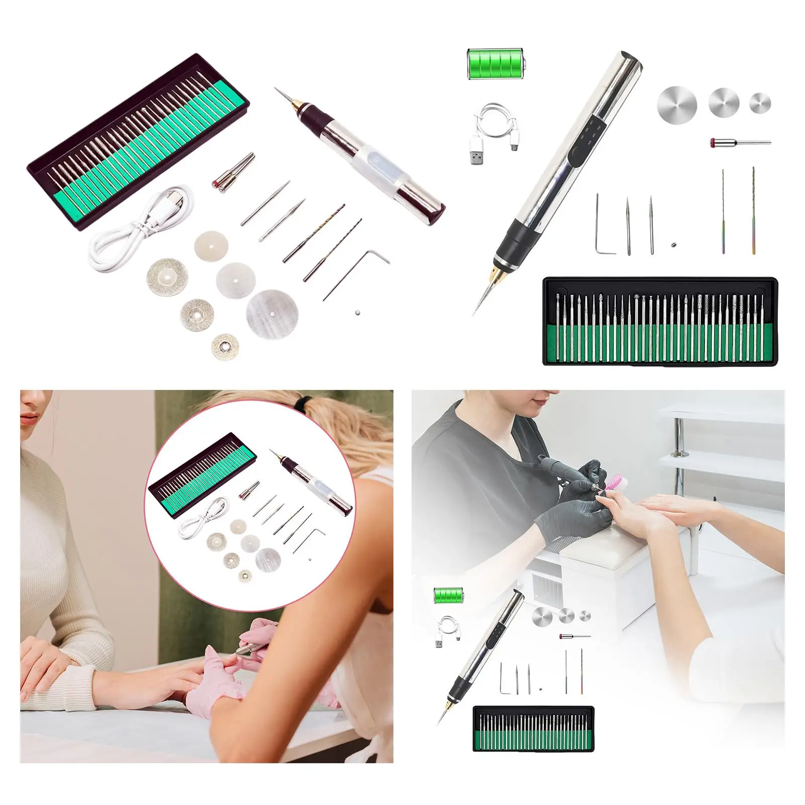 Electric Nail Grinder Set for Home and Salon Use 3 Speed Control Professional Nail Trimmer Set Multipurpose Wireless Drill Pen