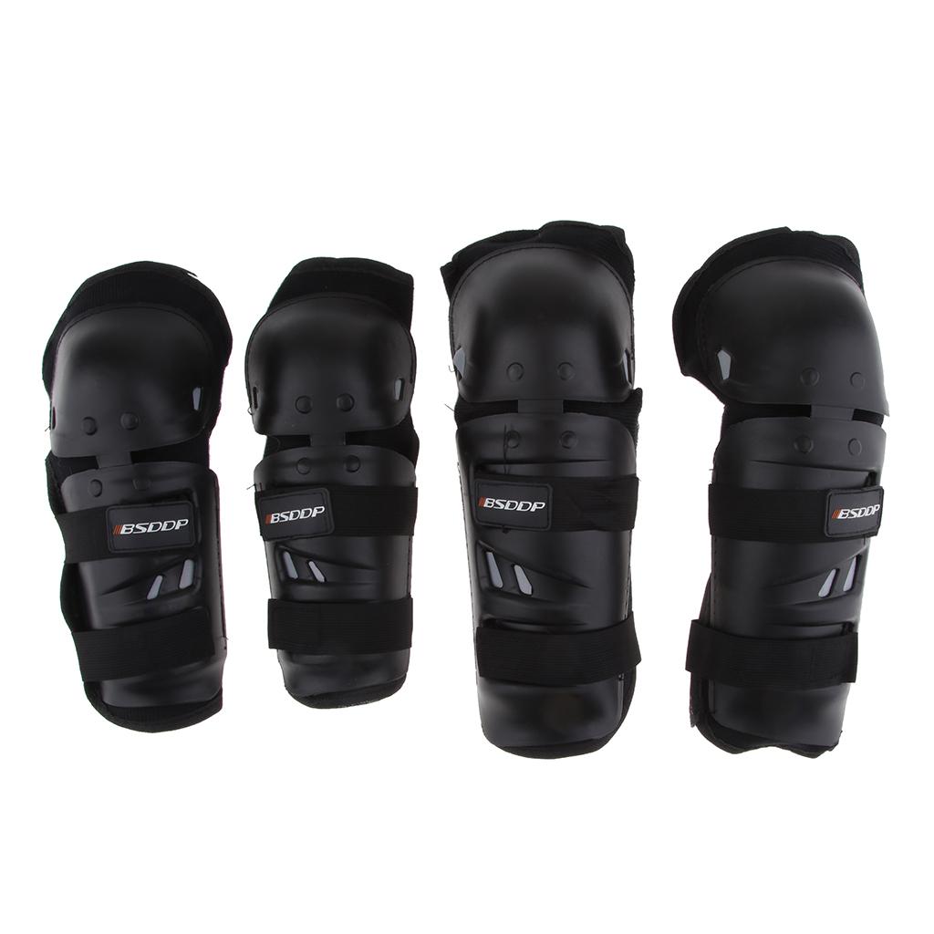 4 Pcs Elbow Knee Shin Gear Guard Pad Protector Riding Motorcycle