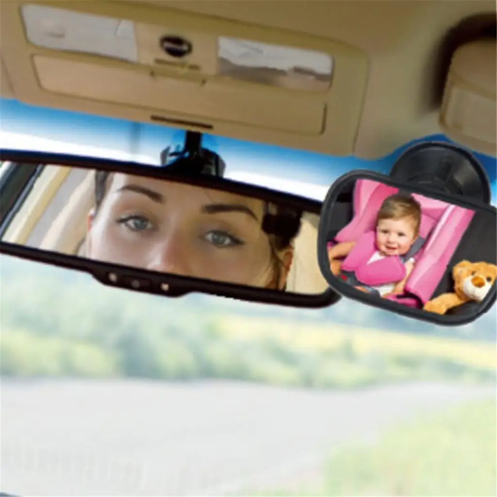Back Seat Mirror View Rear Facing Infant in Backseat Black